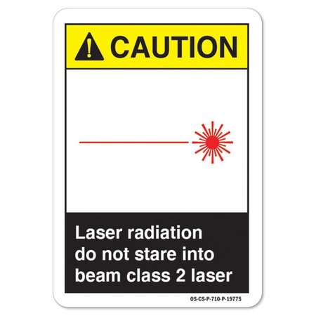 SIGNMISSION ANSI Sign, Laser Radiation Do Not Stare Into Beam Class 2 Laser, 7in X 5in, 5" H, 7" W, Landscape OS-CS-D-57-L-19775